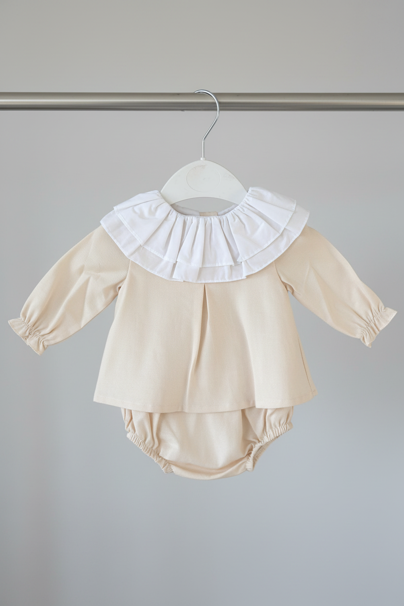 Baby girls frilled collar two piece set