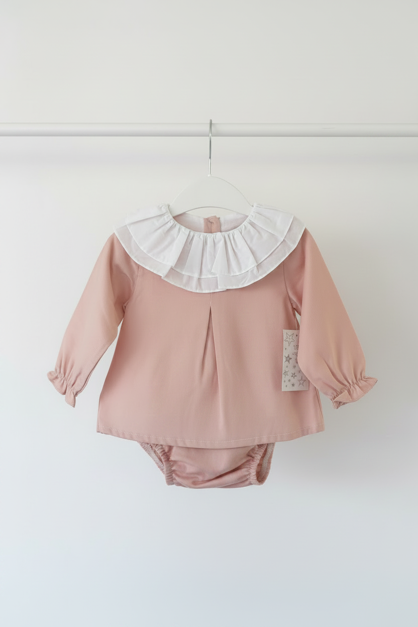 Baby girls frilled collar two piece set