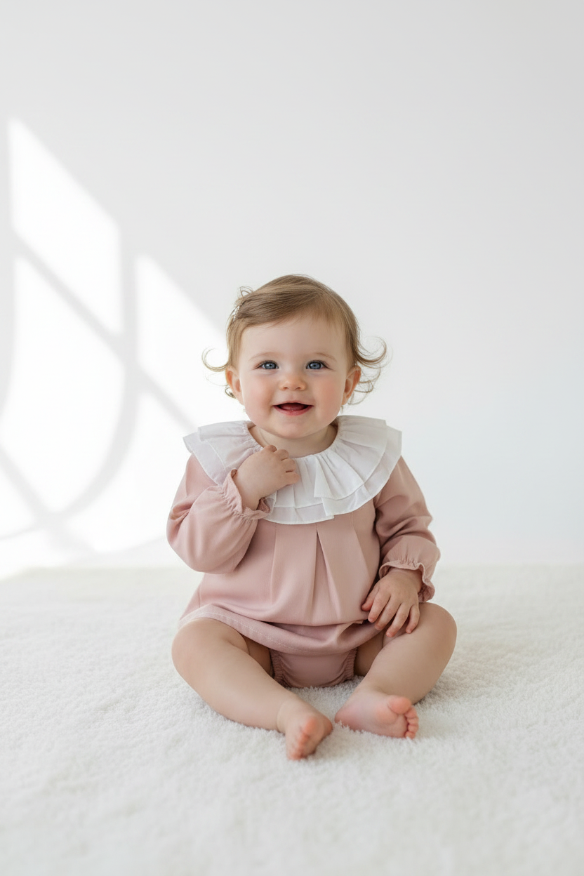 Baby girls frilled collar two piece set