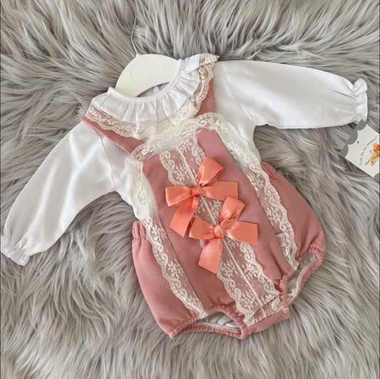 Baby girls lace romper & blouse set