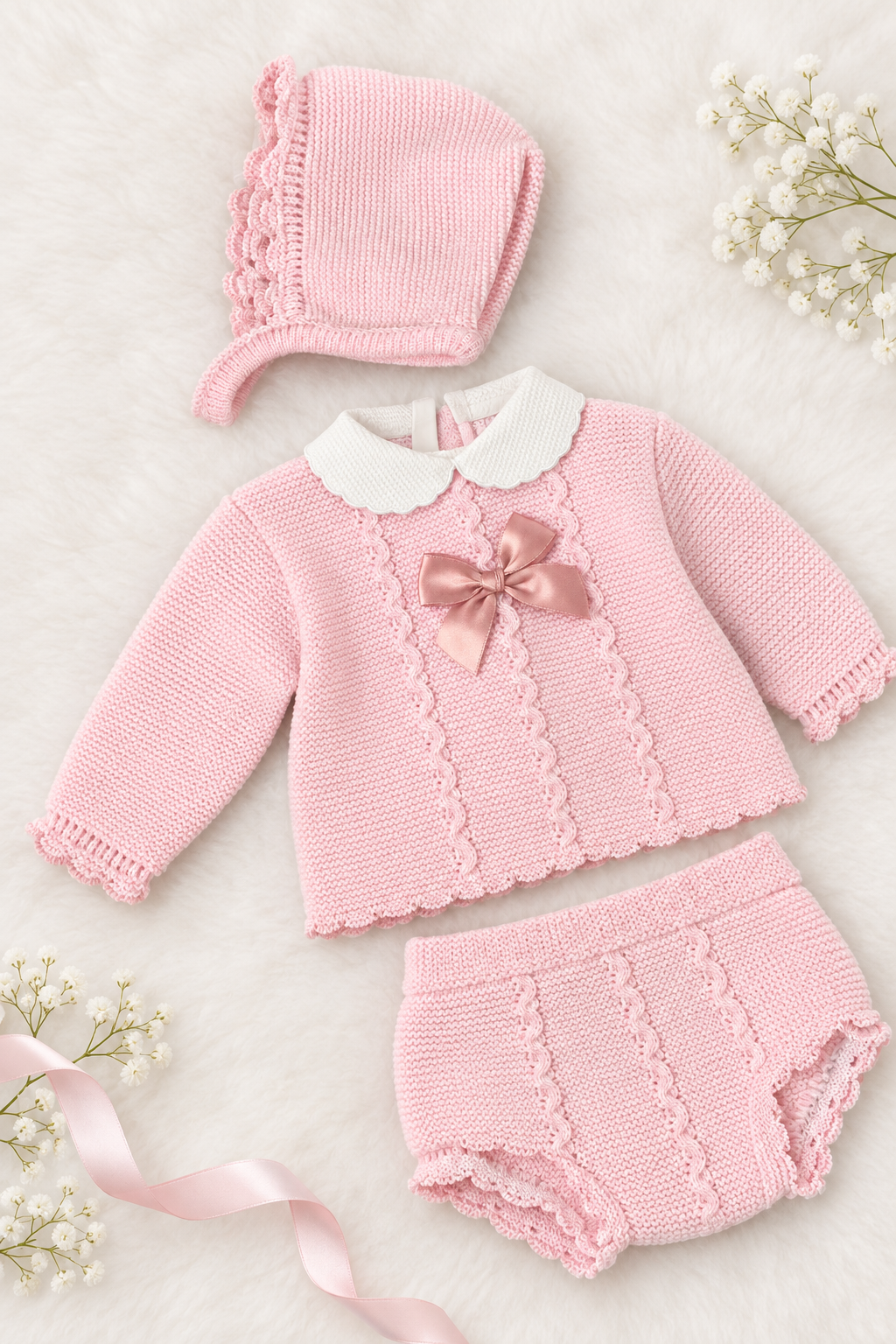 Baby girls knitted set with bow