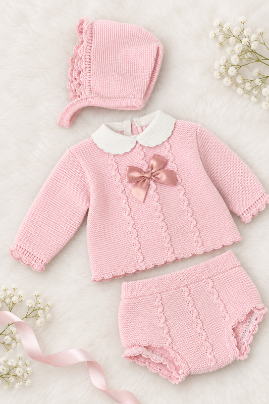 Baby girls knitted set with bow