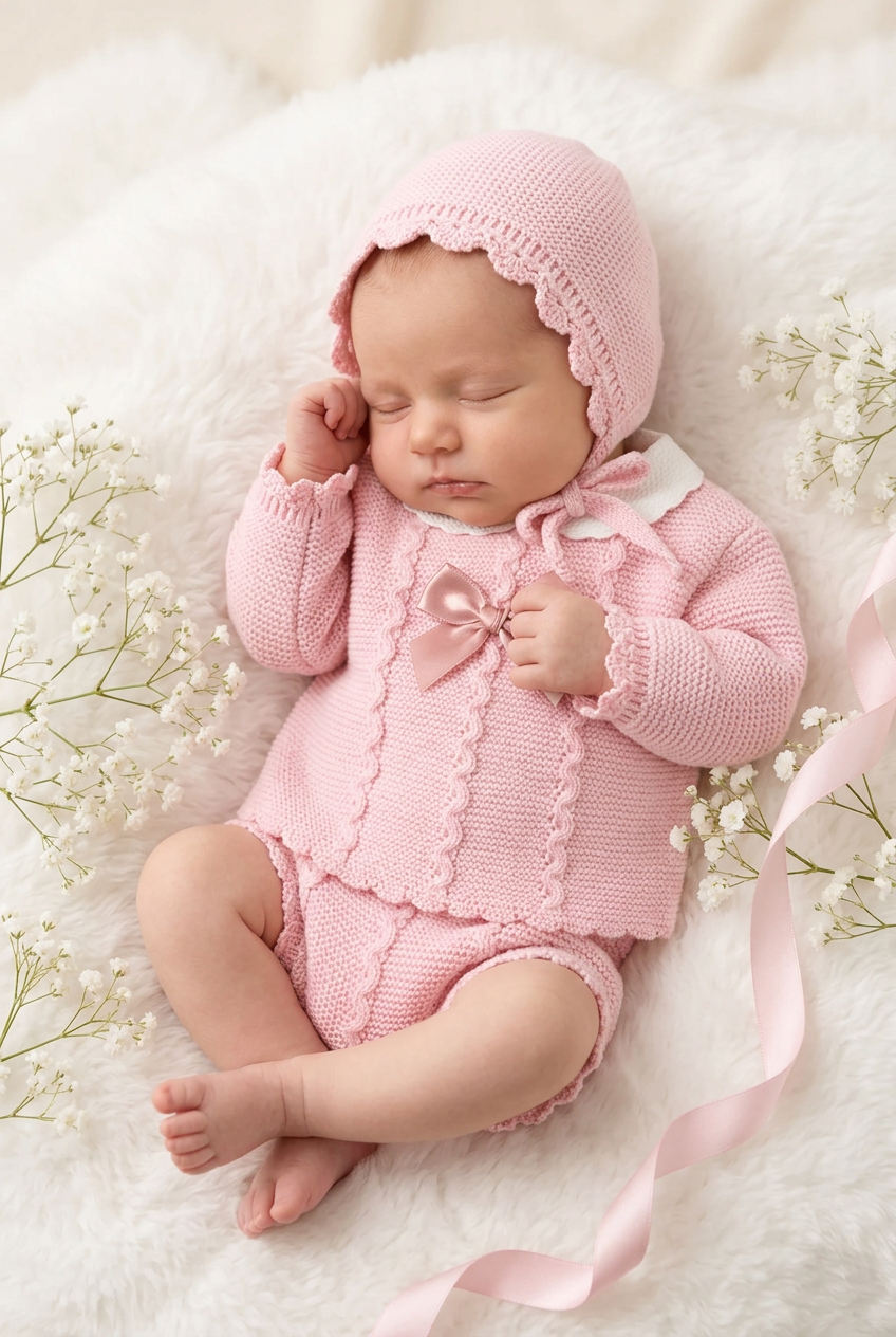 Baby girls knitted set with bow