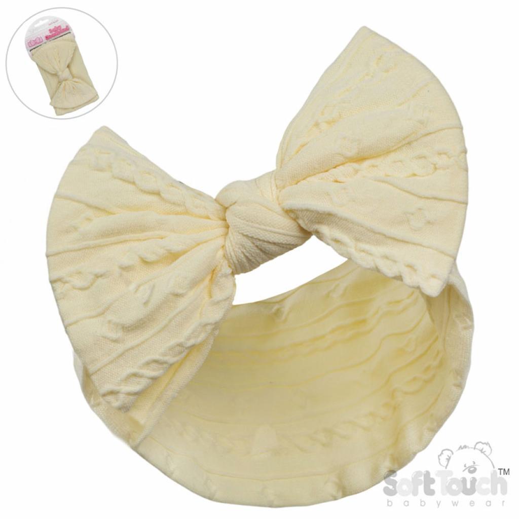 Yellow cable headband with bow