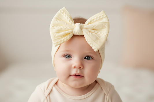 Yellow cable headband with bow