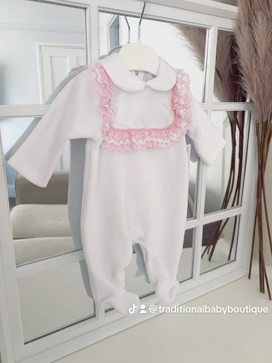 Baby girls frilled lace all in one