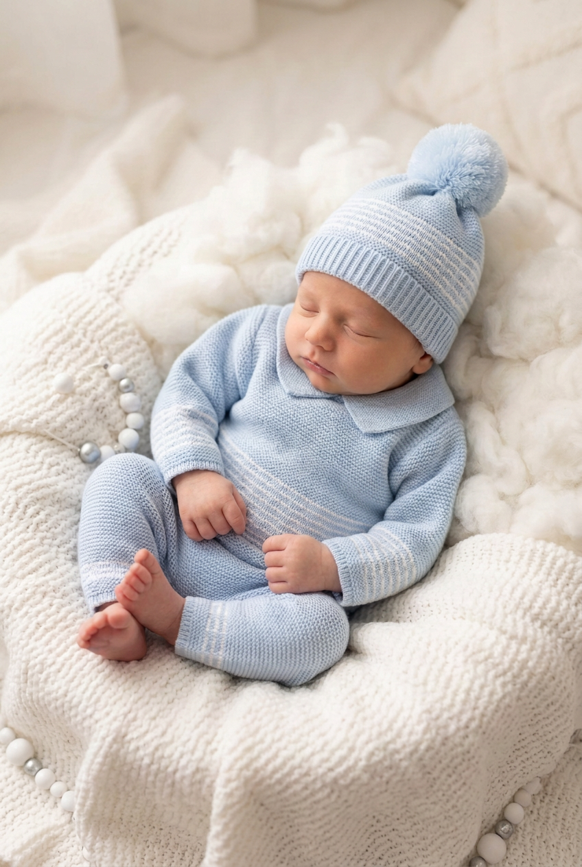 Baby boys knitted set with hat