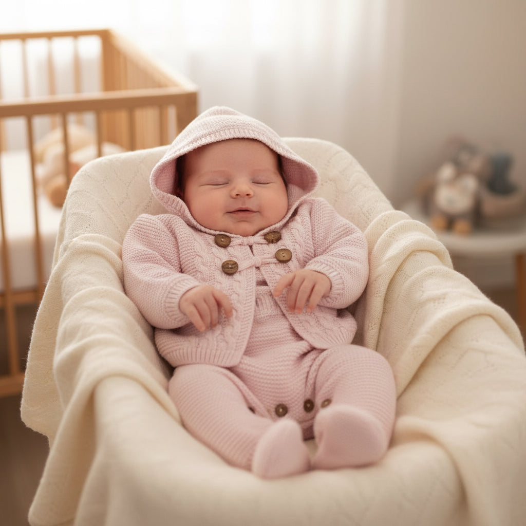 Baby girls knitted dungarees and cardigan