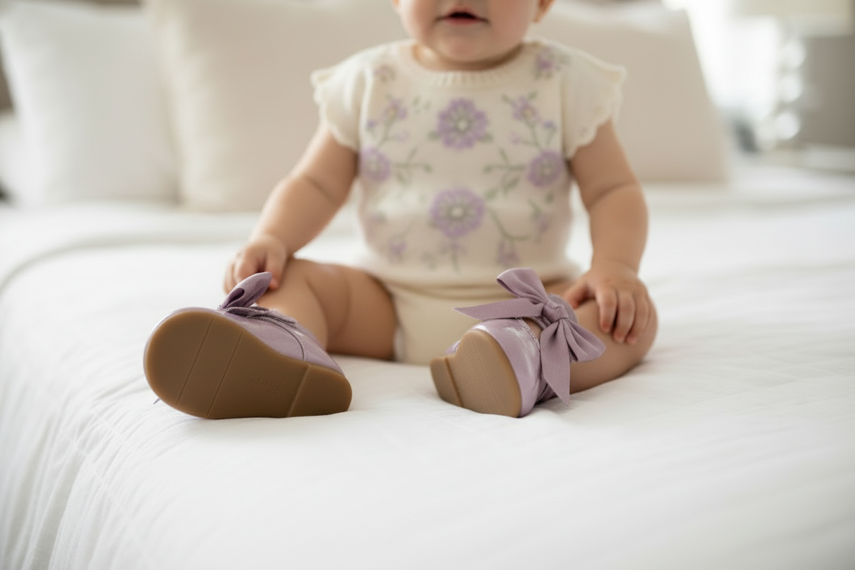 Baby girls Kylie lilac hard sole shoes