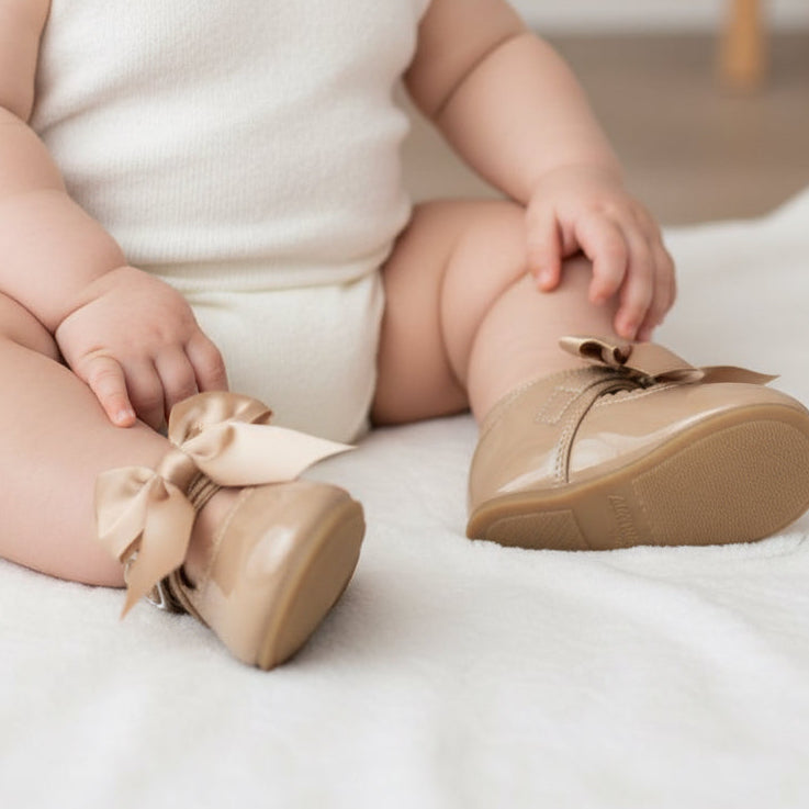 Baby girls Kylie camel hard sole shoes