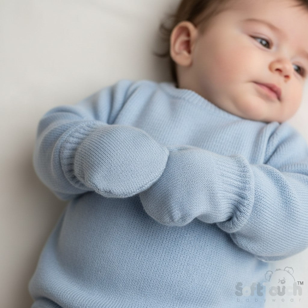 Brushed Cotton Mittens Blue