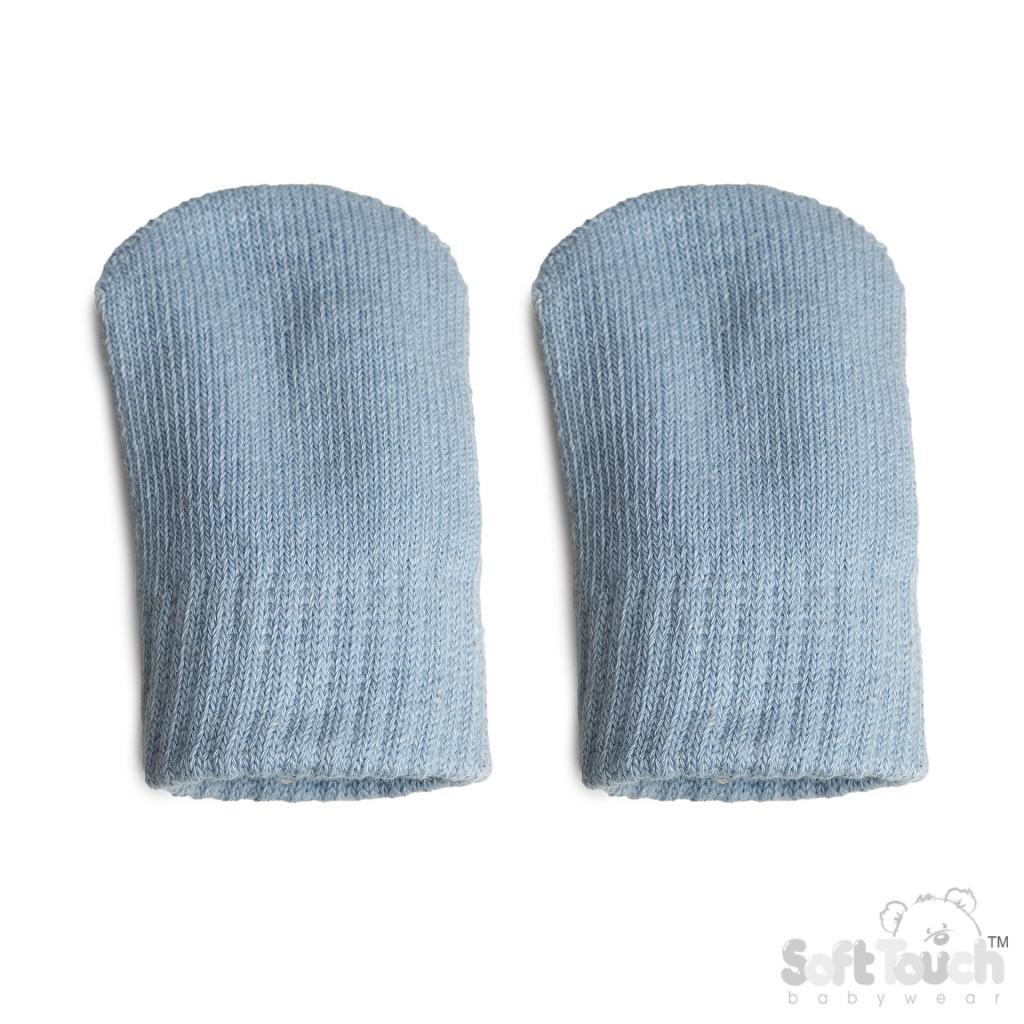 Brushed Cotton Mittens Blue