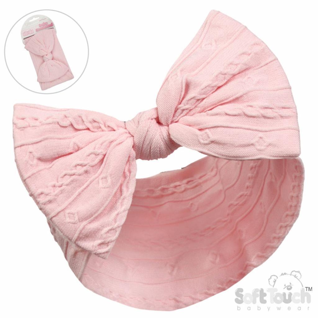 Pink cable bow headband