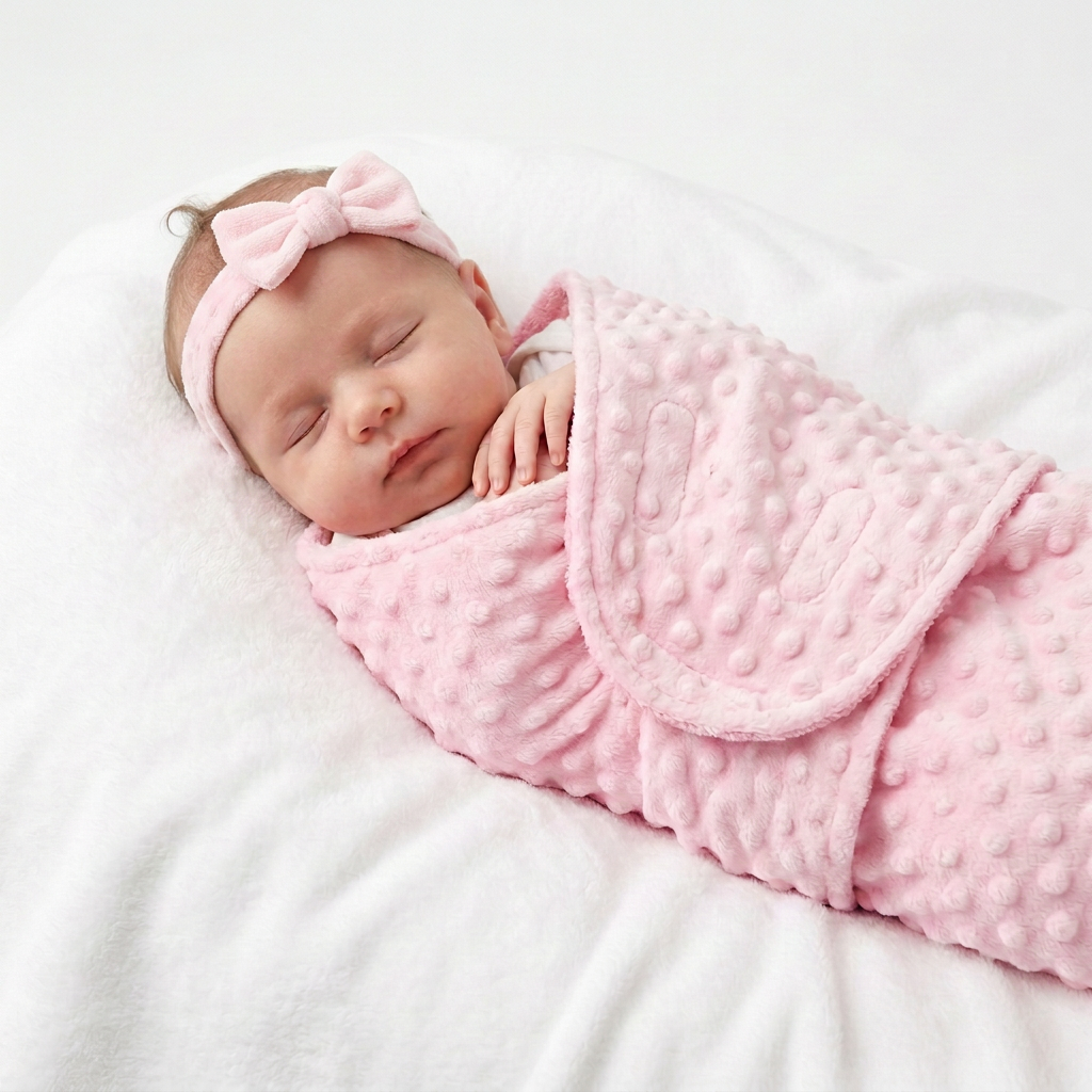 Pink bubble mink swaddle