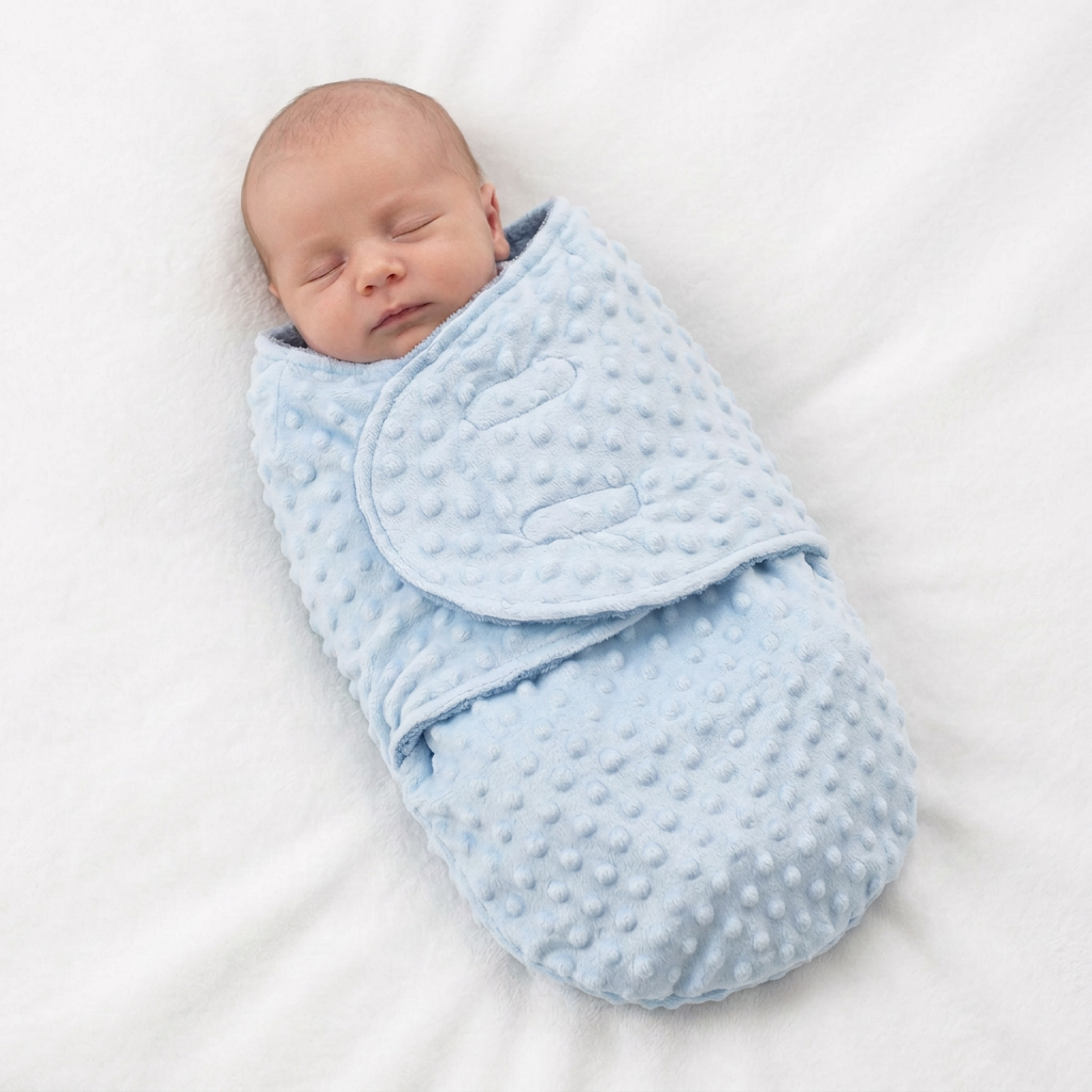 Blue bubble mink swaddle