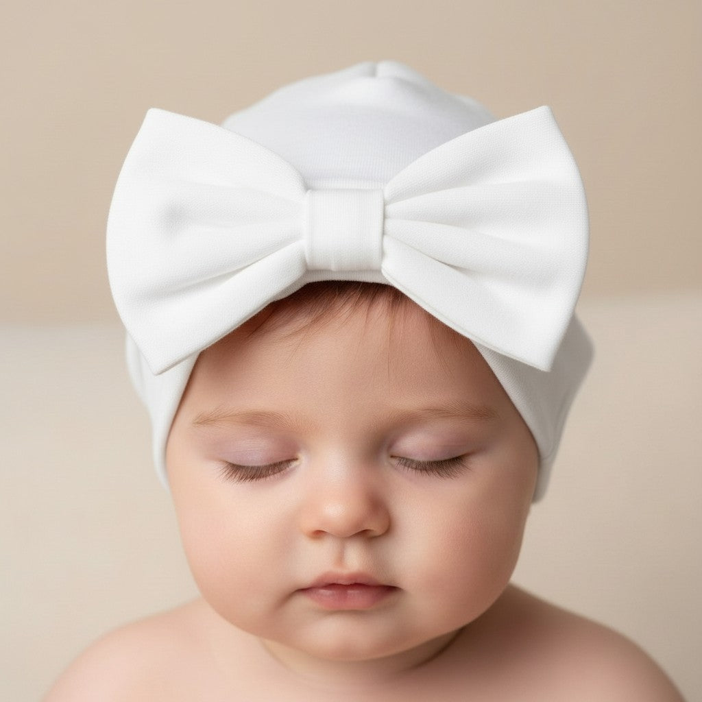 Baby girls cotton bow hat
